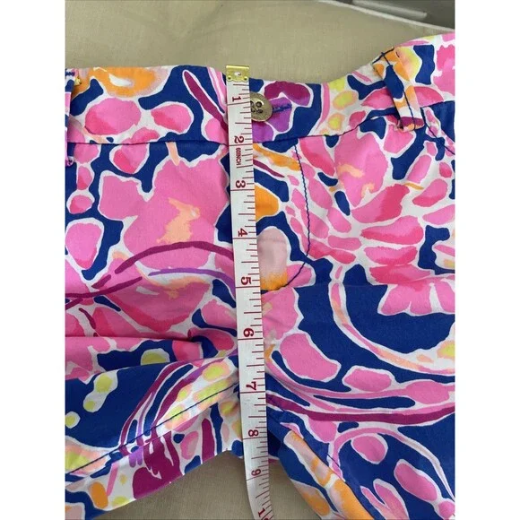 Lilly Pulitzer Women’s Size 4 Coral Reef Print Pants Blue Pink  Callahan Chino - Picture 5 of 6
